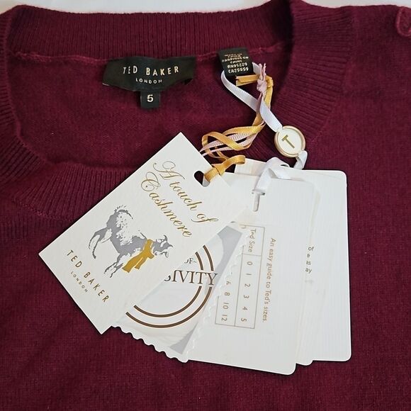 NWT Ted Baker Ox Blood Lace Shoulder Jumper Size 5 - Picture 8 of 13